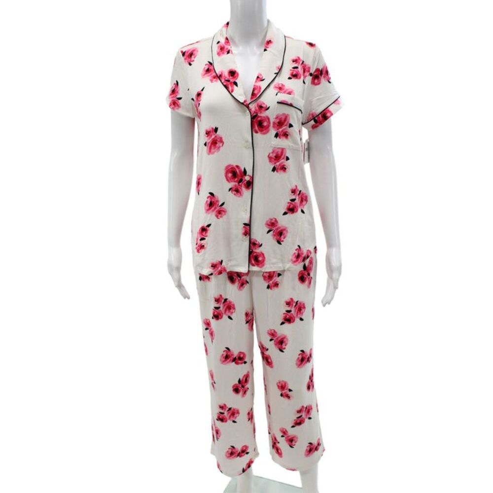Kate Spade Women's Short Sleeves Floral Two Piece Pajama Set Size M